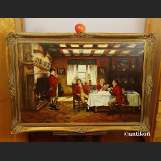 Śniadanie myśliwych wytworny obraz do salonu 