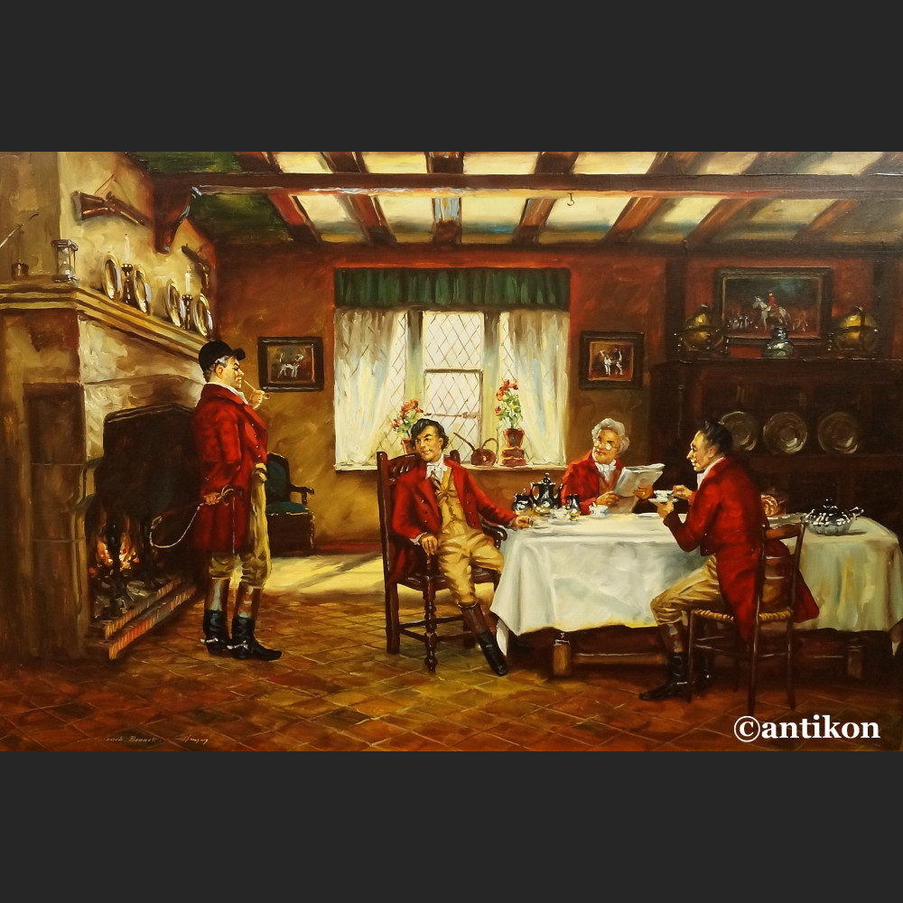 Śniadanie myśliwych wytworny obraz do salonu 