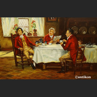 Śniadanie myśliwych wytworny obraz do salonu 