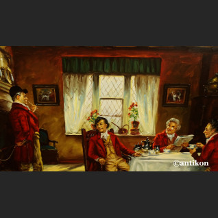 Śniadanie myśliwych wytworny obraz do salonu 