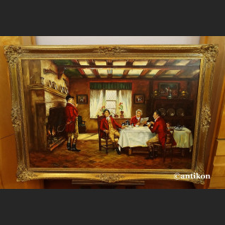 Śniadanie myśliwych wytworny obraz do salonu 