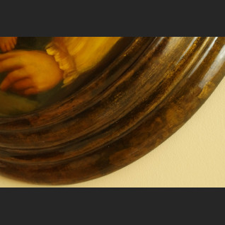 Włoska Madonna obraz na drewnianym medalionie 