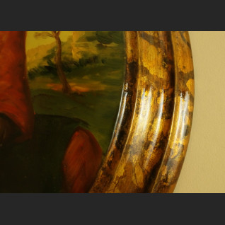 Barokowa Madonna obraz na drewnianym medalionie 