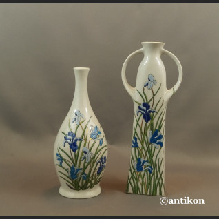 Ręcznie malowany wazon z irysami piękny  Ręcznie malowany wazon z irysami piękny