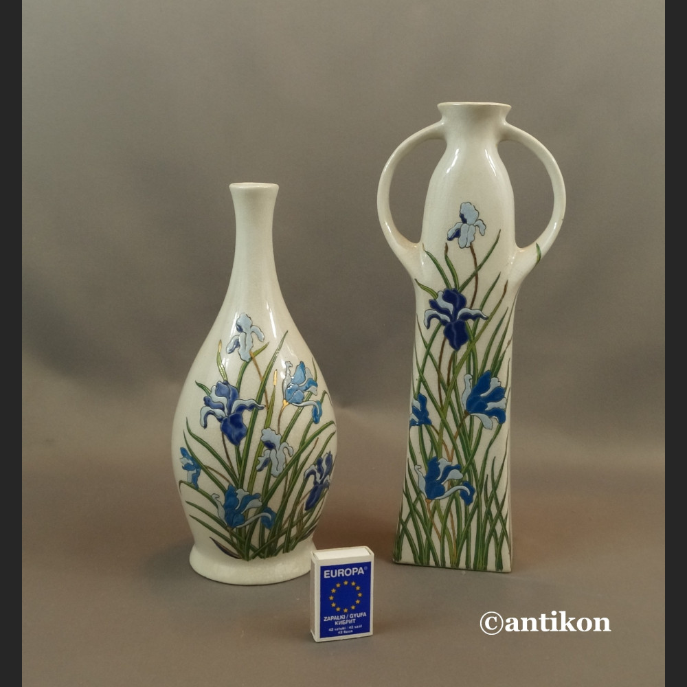 Ręcznie malowany wazon z irysami piękny  Ręcznie malowany wazon z irysami piękny