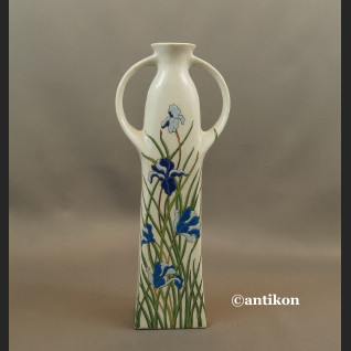 Ręcznie malowany wazon z irysami piękny  Ręcznie malowany wazon z irysami piękny