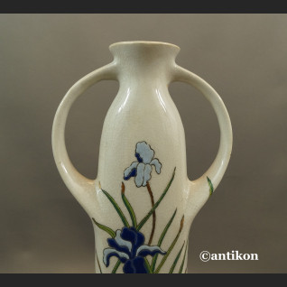 Ręcznie malowany wazon z irysami piękny  Ręcznie malowany wazon z irysami piękny