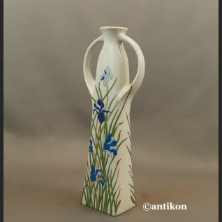 Ręcznie malowany wazon z irysami piękny  Ręcznie malowany wazon z irysami piękny