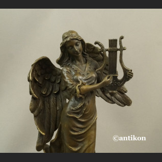 Anioł rzeźba z brązu z lirą na prezent  Anioł rzeźba z brązu z lirą na prezent