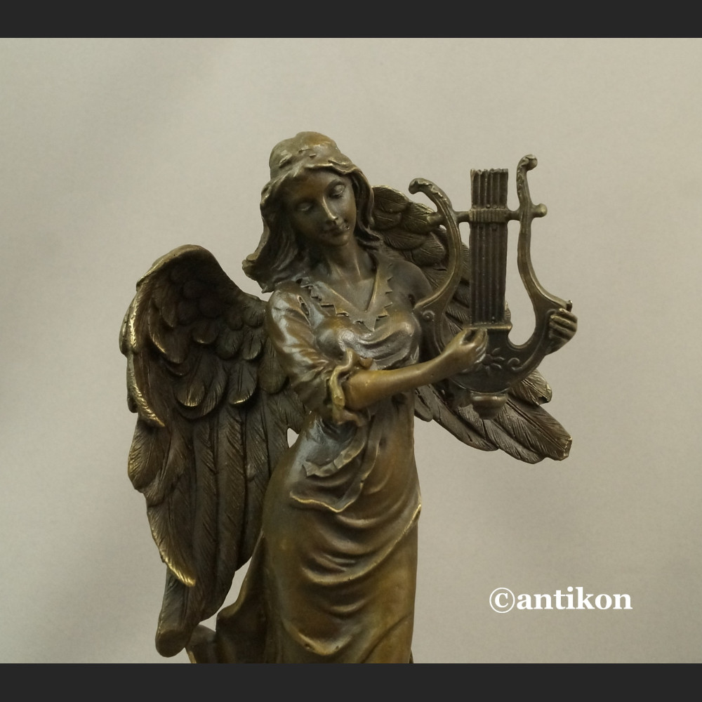 Anioł rzeźba z brązu z lirą na prezent  Anioł rzeźba z brązu z lirą na prezent