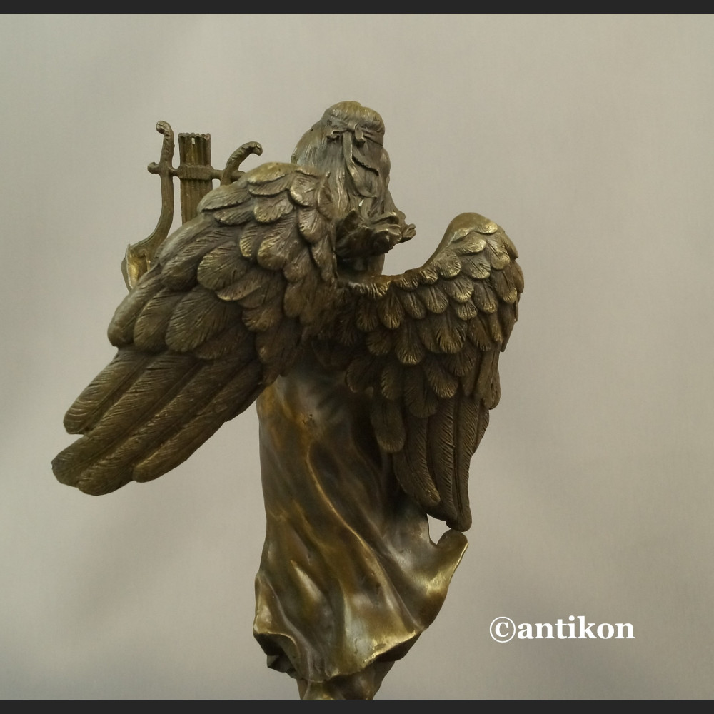 Anioł rzeźba z brązu z lirą na prezent  Anioł rzeźba z brązu z lirą na prezent