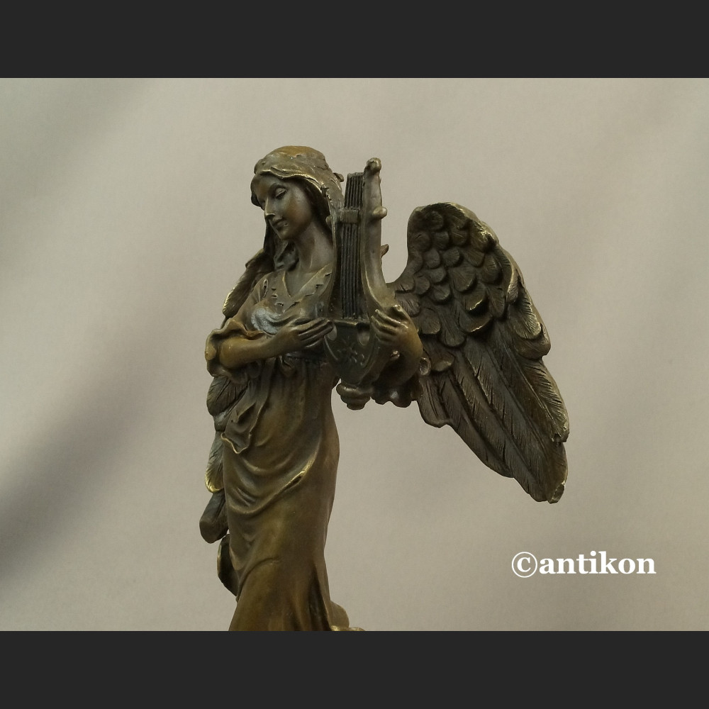 Anioł rzeźba z brązu z lirą na prezent  Anioł rzeźba z brązu z lirą na prezent