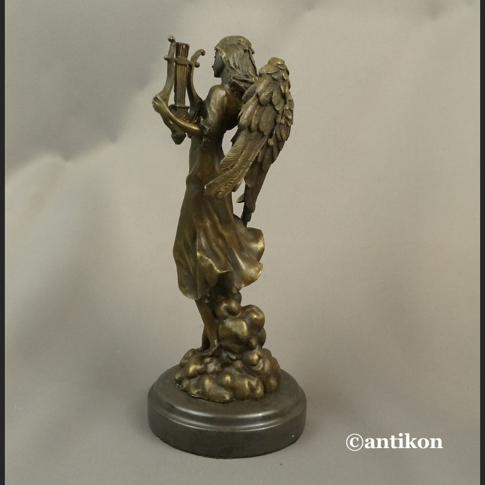 Anioł rzeźba z brązu z lirą na prezent  Anioł rzeźba z brązu z lirą na prezent