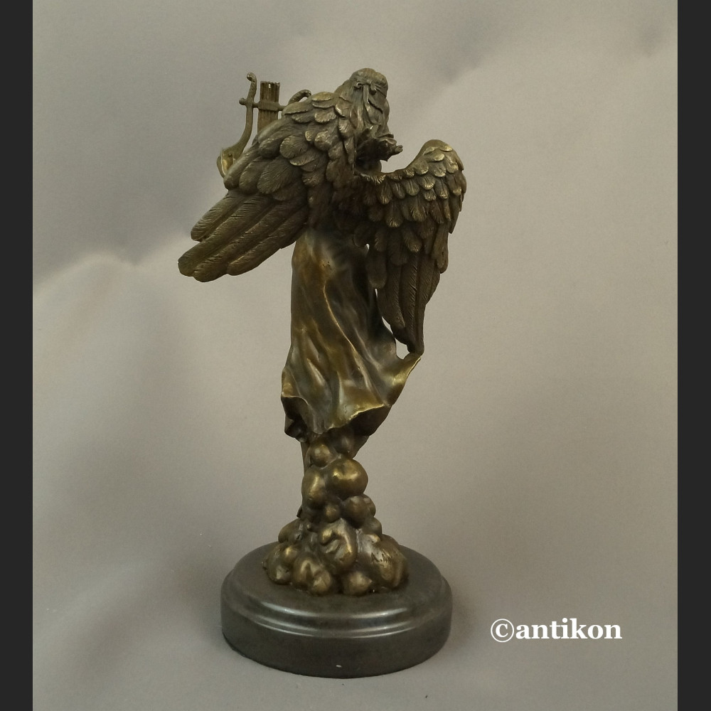 Anioł rzeźba z brązu z lirą na prezent  Anioł rzeźba z brązu z lirą na prezent