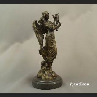 Anioł rzeźba z brązu z lirą na prezent  Anioł rzeźba z brązu z lirą na prezent