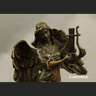 Anioł rzeźba z brązu z lirą na prezent  Anioł rzeźba z brązu z lirą na prezent