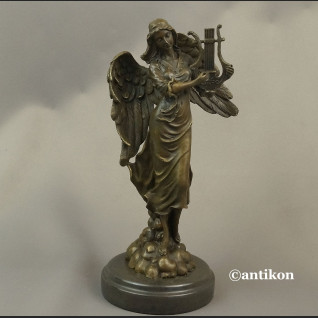 Anioł rzeźba z brązu z lirą na prezent  Anioł rzeźba z brązu z lirą na prezent