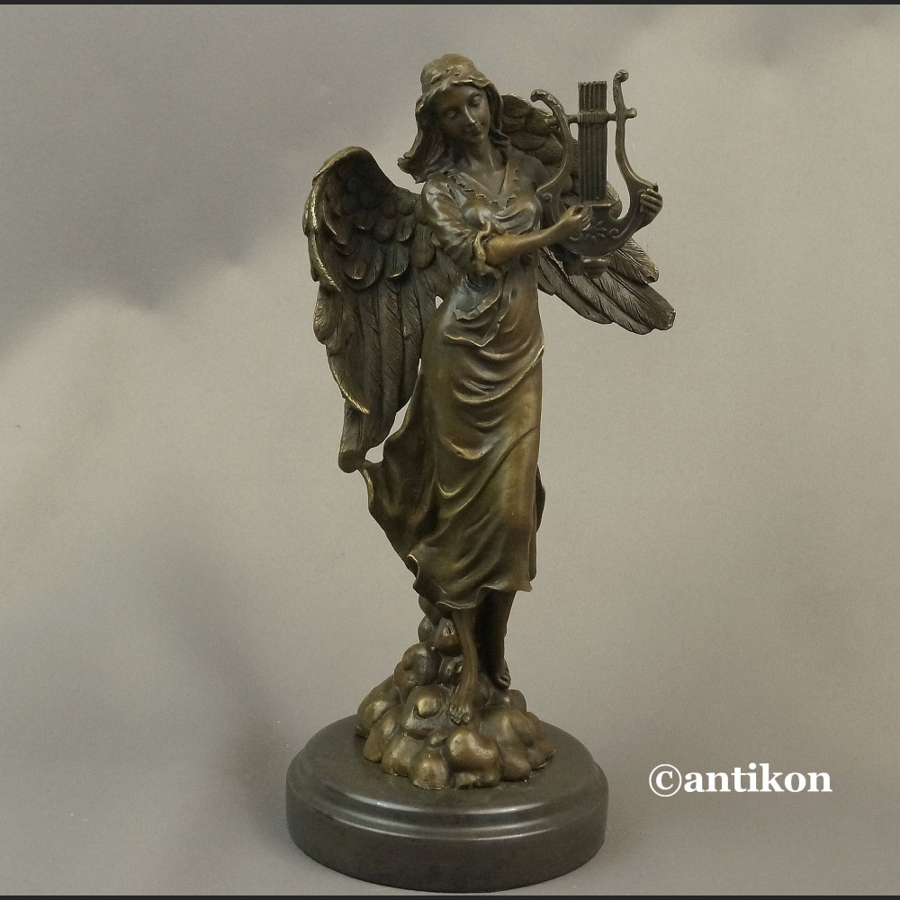 Anioł rzeźba z brązu z lirą na prezent  Anioł rzeźba z brązu z lirą na prezent