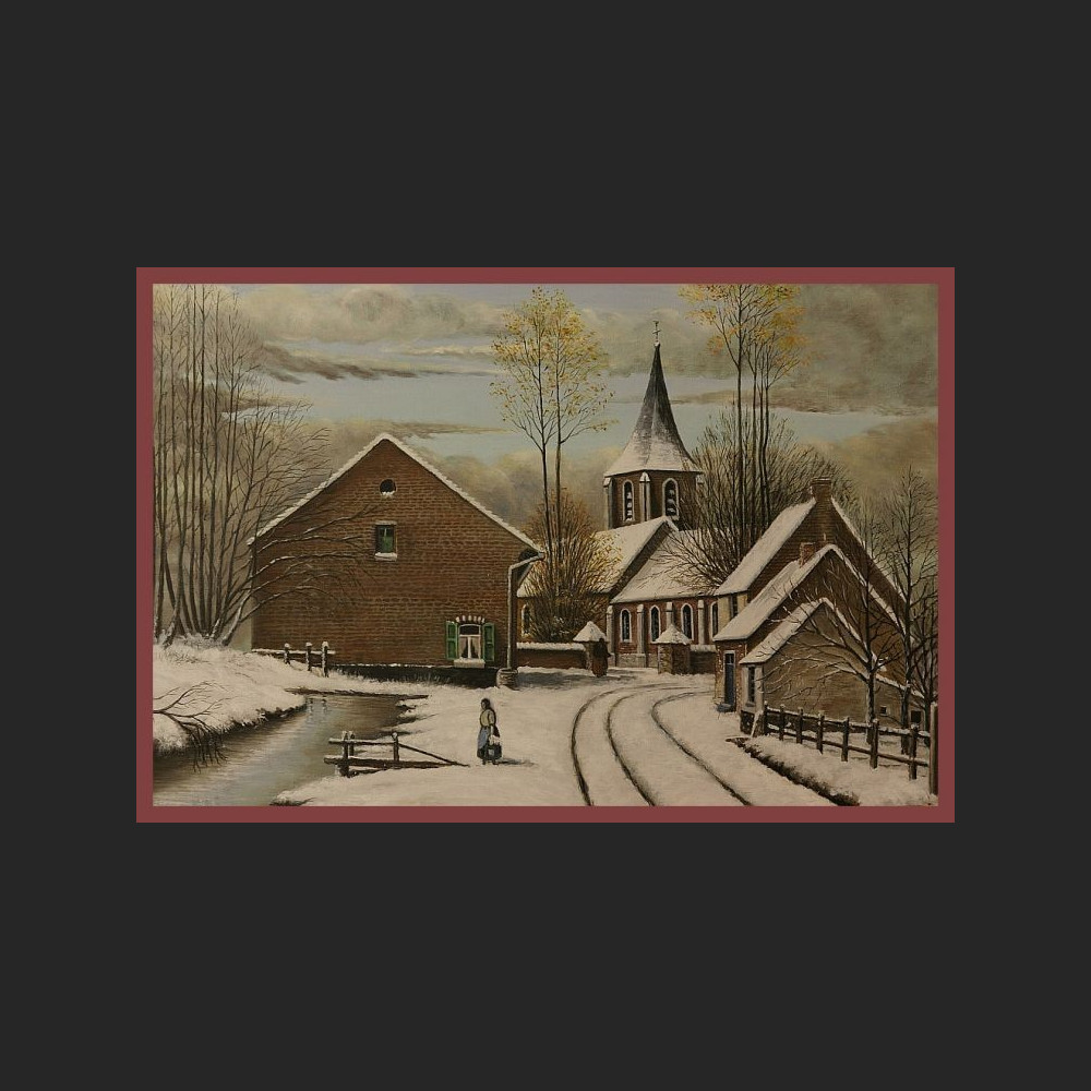 Obraz olejny zimowy pejzaż  Obraz olejny zimowy pejzaż