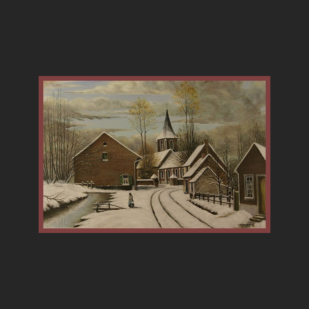 Obraz olejny zimowy pejzaż  Obraz olejny zimowy pejzaż