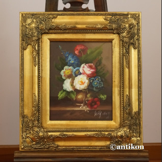 Miniatura z kwiatami złota rama