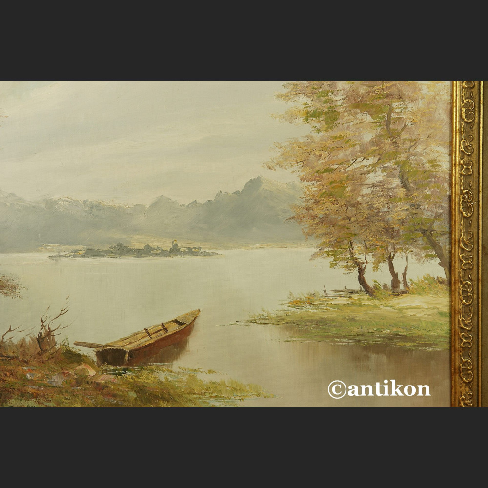 Pejzaż nad jeziorem obraz w ramie Pejzaż nad jeziorem obraz w ramie