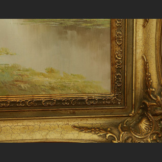 Pejzaż nad jeziorem obraz w ramie Pejzaż nad jeziorem obraz w ramie