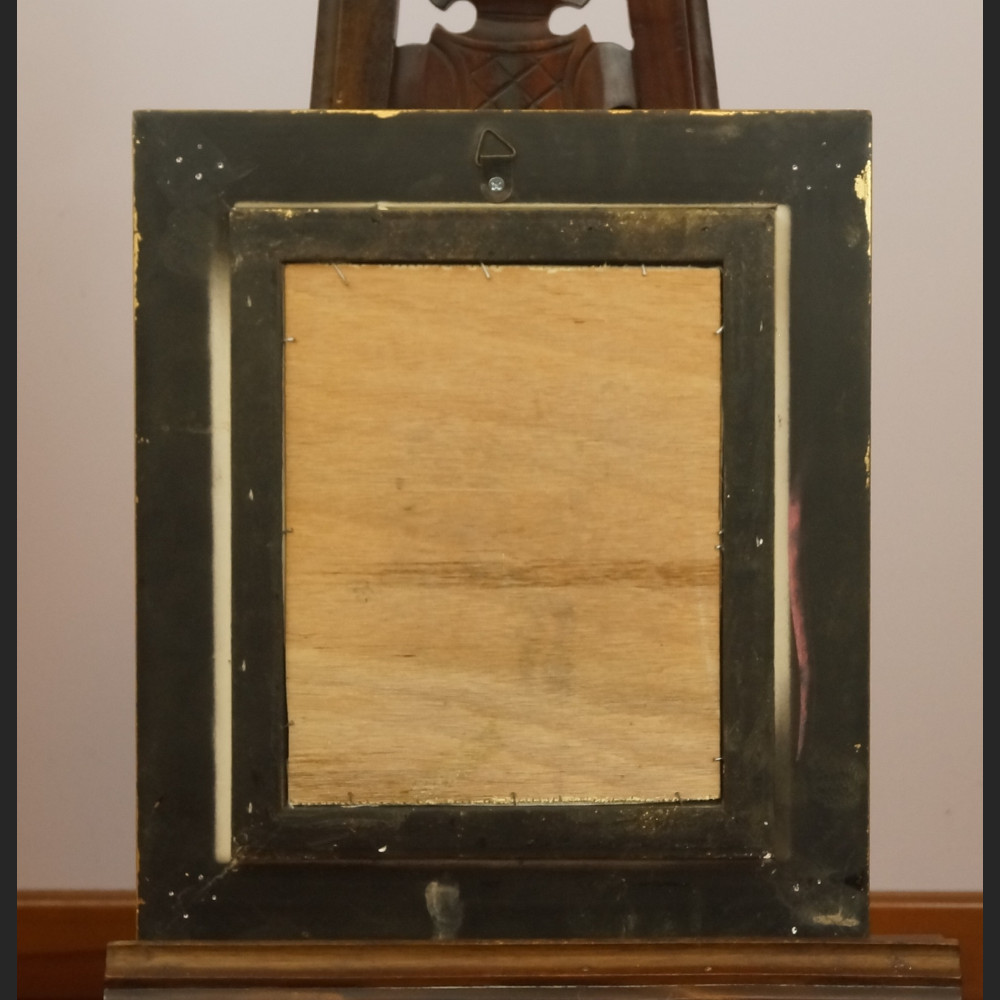 Miniatury z kwiatami w złotej ramie para obrazów 