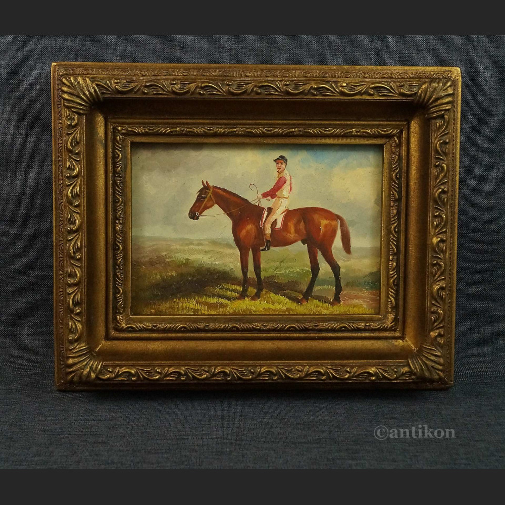 Jeździec na koniu obraz miniatura olejna  Jeździec na koniu obraz miniatura olejna