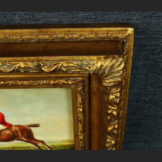 Obraz olejny koń w galopie miniatura  Obraz olejny koń w galopie miniatura