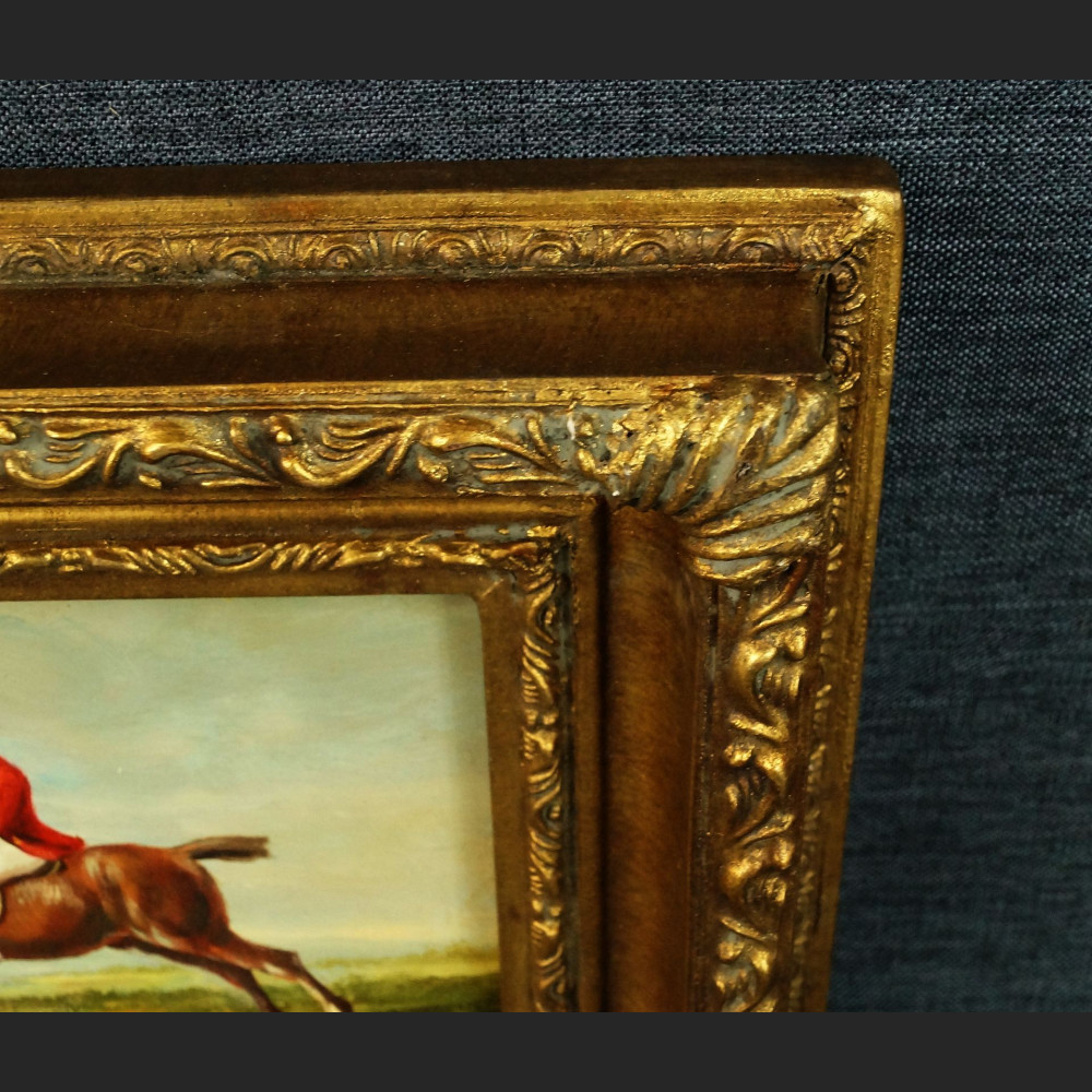 Obraz olejny koń w galopie miniatura  Obraz olejny koń w galopie miniatura