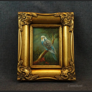 Obraz ptak na gałęzi papużka miniatura 