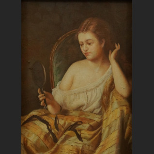 Portret dziewczyny z lusterkiem miniatura w ramie 