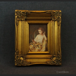 Portret dziewczyny z lusterkiem miniatura w ramie 