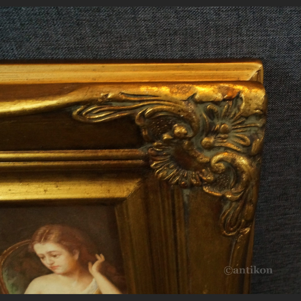 Portret dziewczyny z lusterkiem miniatura w ramie 