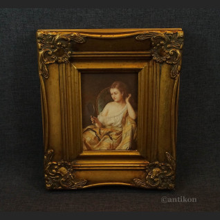 Portret dziewczyny z lusterkiem miniatura w ramie 