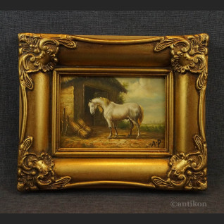 Siwy koń miniatura obraz w ramie 