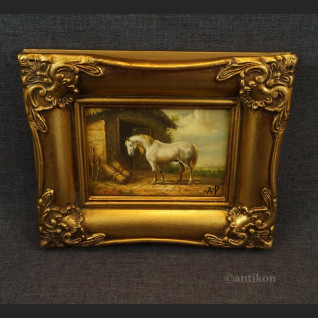 Siwy koń miniatura obraz w ramie 