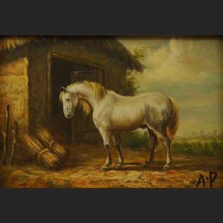 Siwy koń miniatura obraz w ramie 