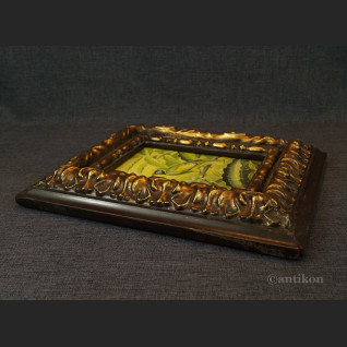 Miniatura olejna w ramie ptak na gałęzi 