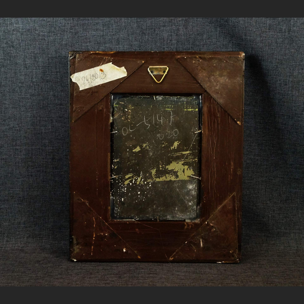 Miniatura olejna w ramie ptak na gałęzi 