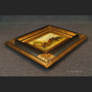 Konie obraz olejny w złotej ramie  Konie obraz olejny w złotej ramie