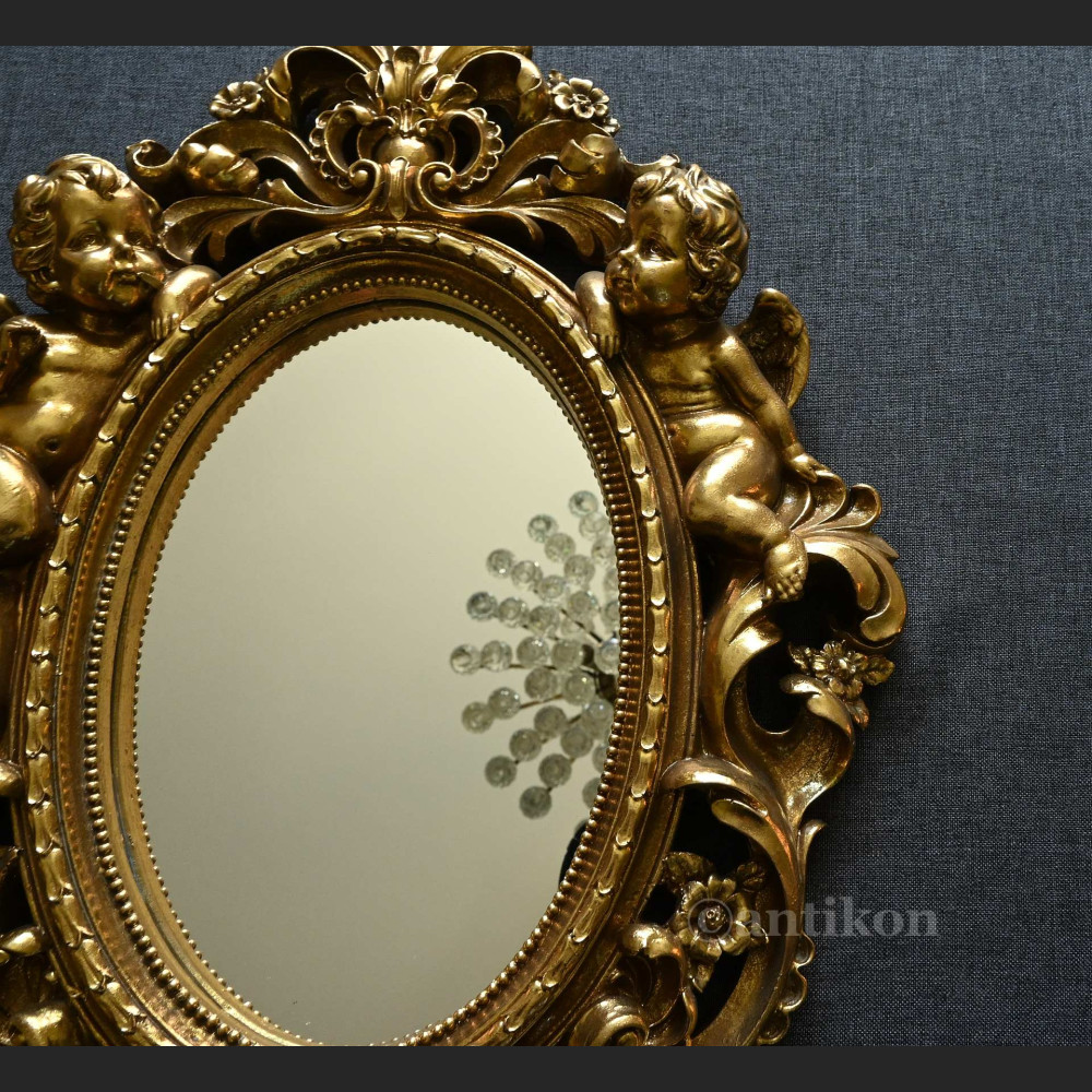 Lustro złote z aniołami owalne Lustro złote z aniołami owalne
