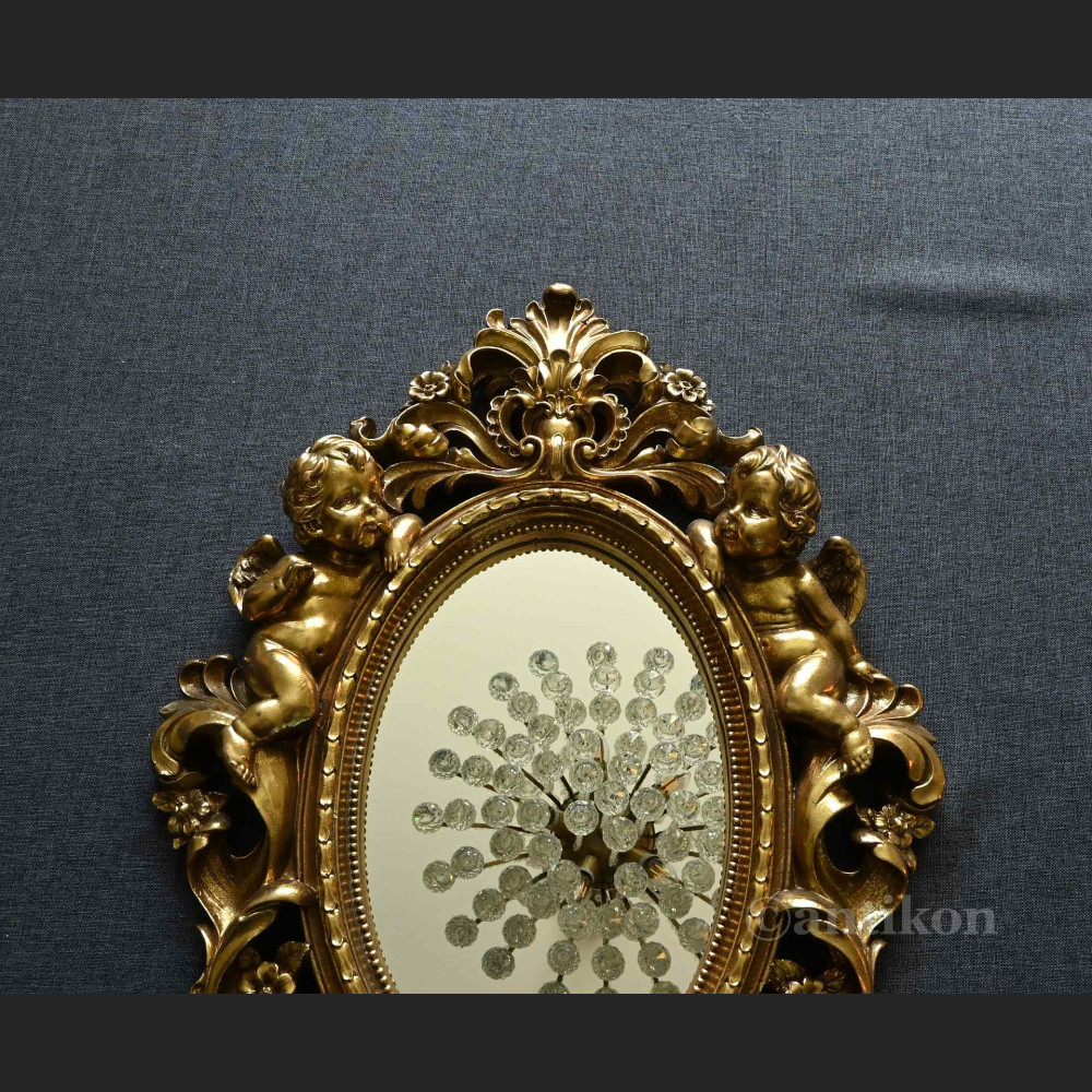 Lustro złote z aniołami owalne Lustro złote z aniołami owalne