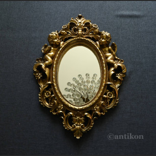 Lustro złote z aniołami owalne Lustro złote z aniołami owalne