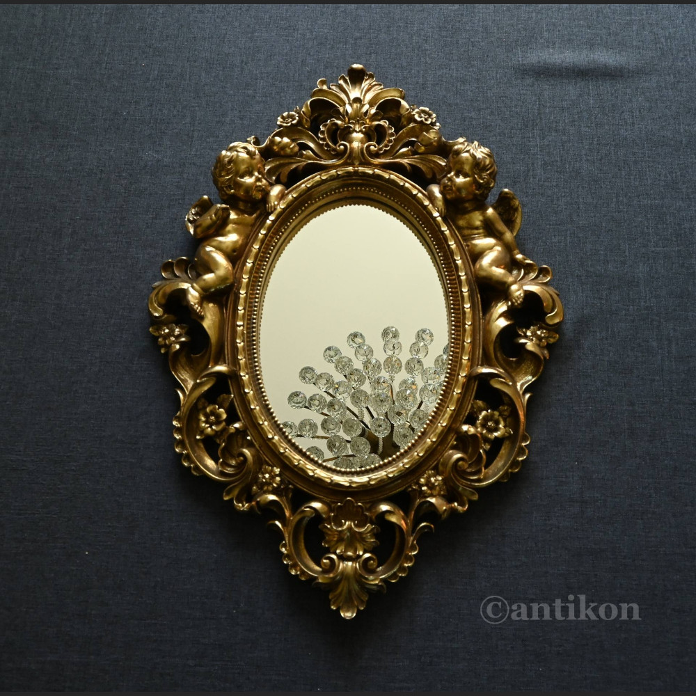 Lustro złote z aniołami owalne Lustro złote z aniołami owalne