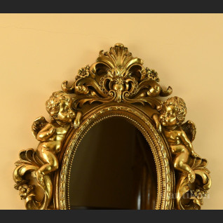 Lustro złote z aniołami owalne Lustro złote z aniołami owalne