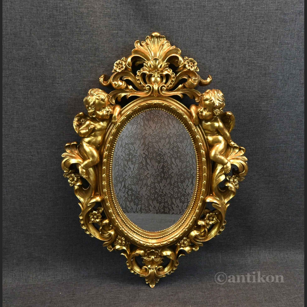 Lustro złote z aniołami owalne Lustro złote z aniołami owalne