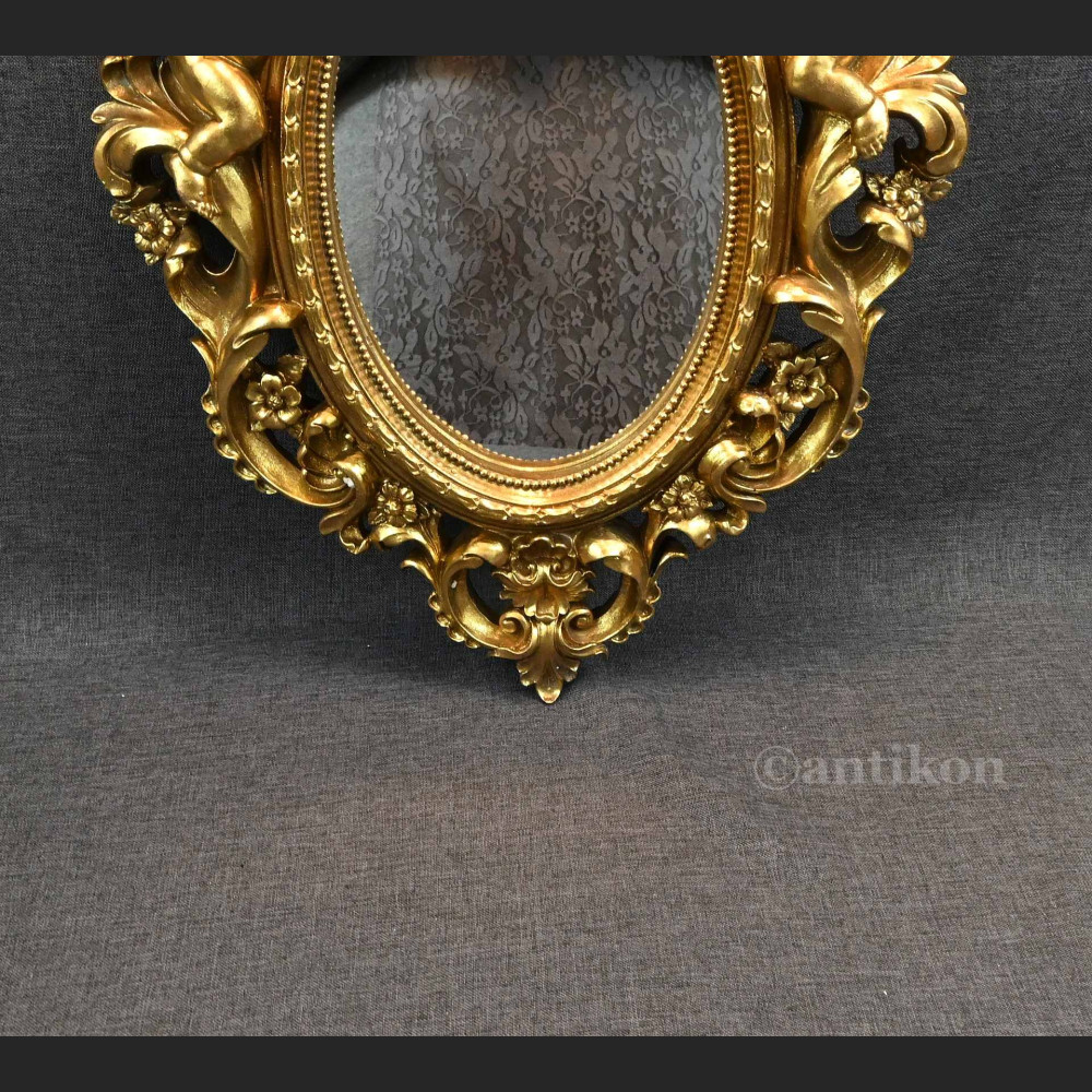 Lustro złote z aniołami owalne Lustro złote z aniołami owalne