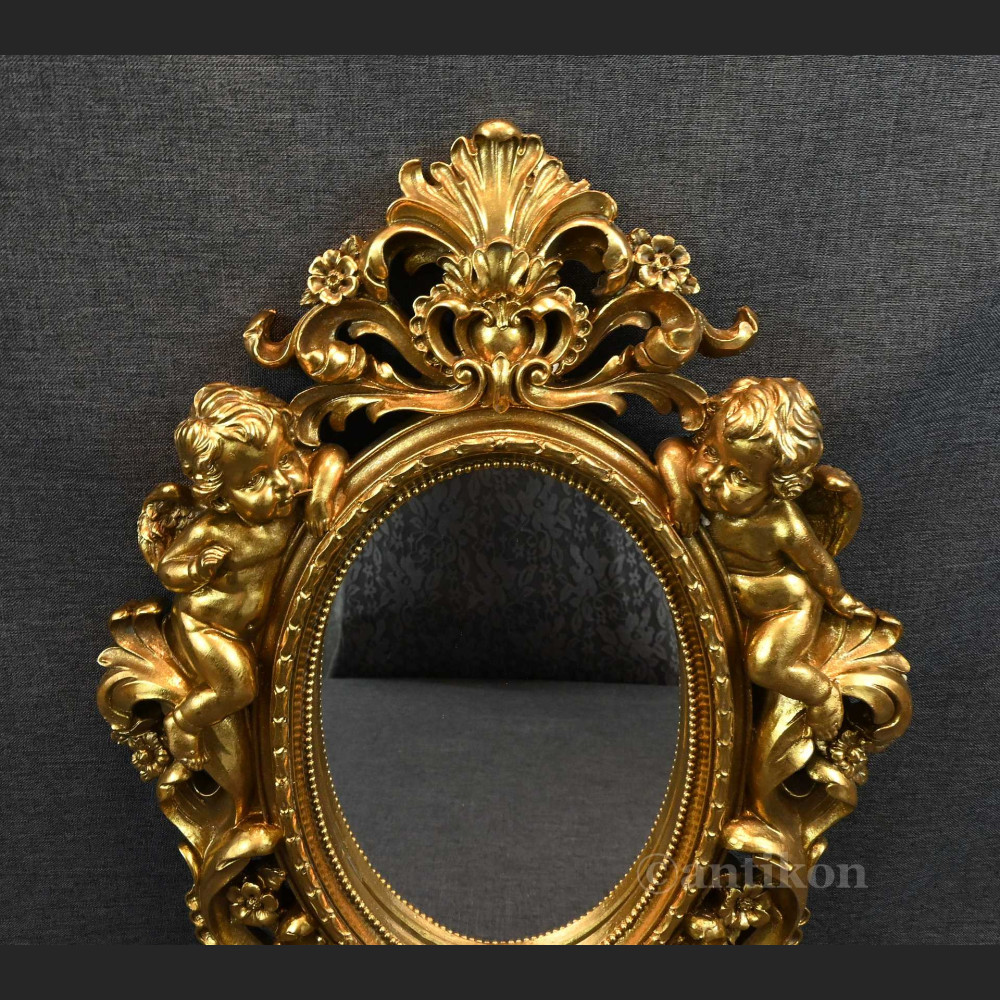 Lustro złote z aniołami owalne Lustro złote z aniołami owalne